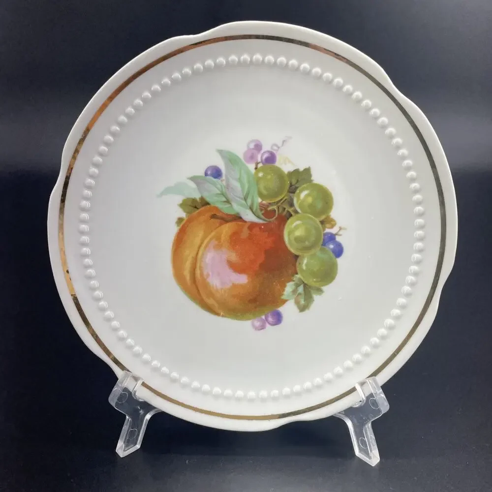 5 Vtg German Fruit Hand Painted Dessert Plates 6